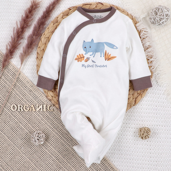 Pajacyk z bawełny organicznej Skarby Jesieni Nini ecru