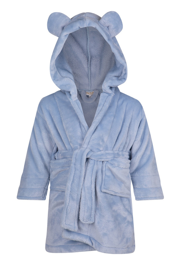 Szlafrok dziecięcy z uszami Teddy ByShelly - błękitny