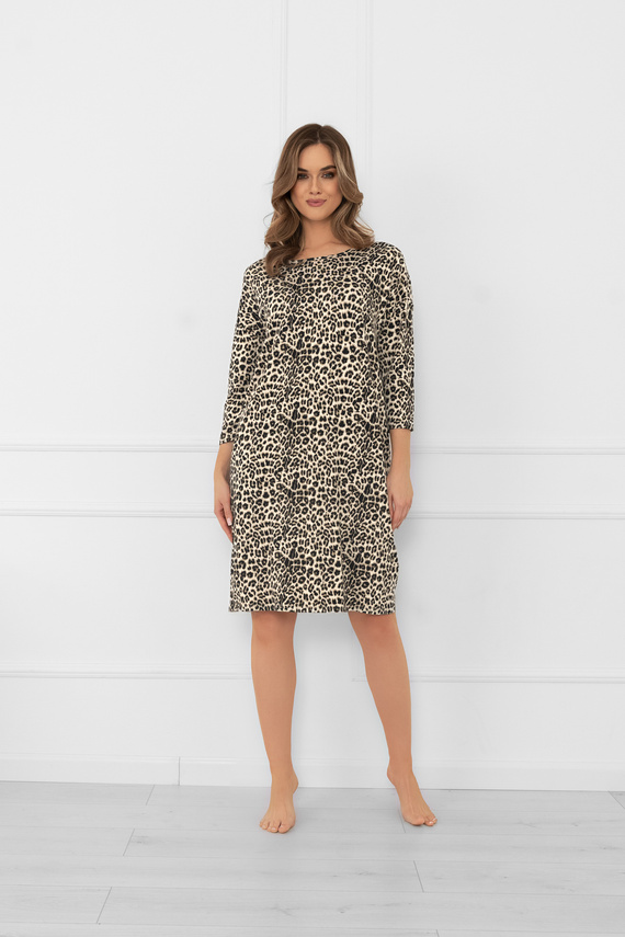 Italian Fashion Kenia – koszula nocna damska panterka, 3/4 rękaw, wiskoza