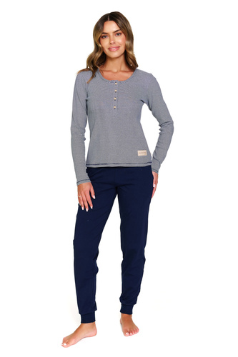 Doctor Nap 7352 – Piżama damska z bawełny | Długi rękaw, spodnie jogger - blackberry