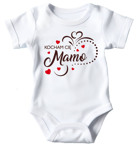 Body krótki rękaw "Kocham Cię MAMO" Moocha biały