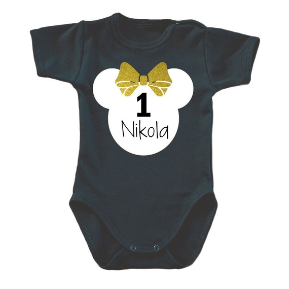 092 Body krótki rękaw na 1 urodziny roczek dla dziewczynki białe