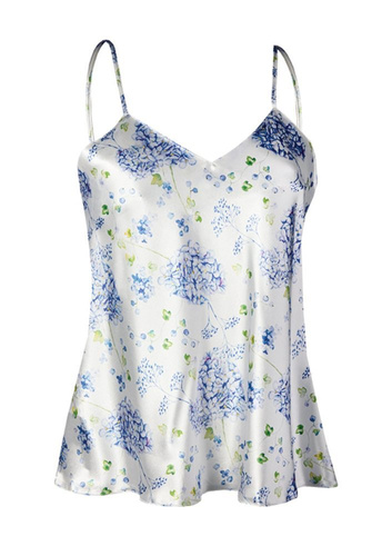 Top damski, wąskie ramiączko Flowers DK-TK DKaren - granat 001 