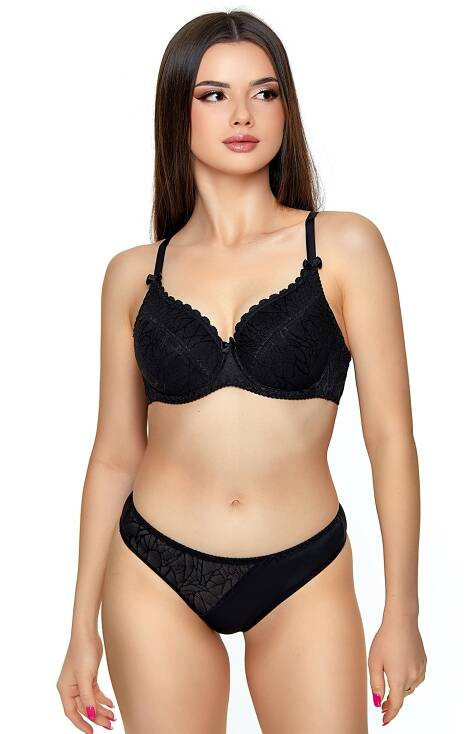 Biustonosz Usztywniany Vanessa full cup Jagoda - czarny