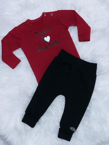 Body z długim rękawem "Dziadek mnie kocha" Bambarillo - bordo