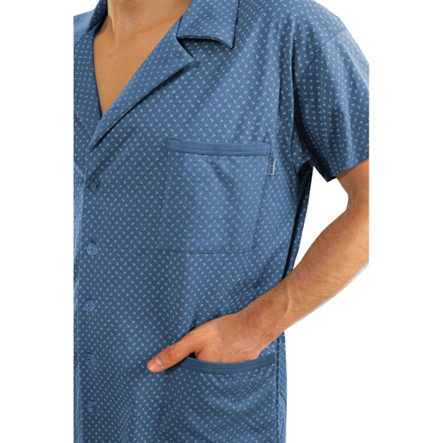 Bawełniana piżama męska, rozpinana Sesto Senso - kotwiczki jeans 