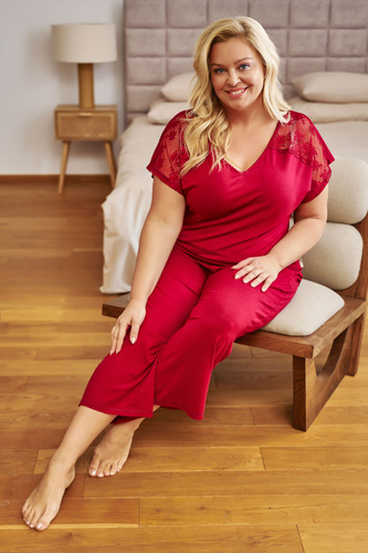 Piżama Damska Plus Size 7259 Doctor Nap - burgundy red