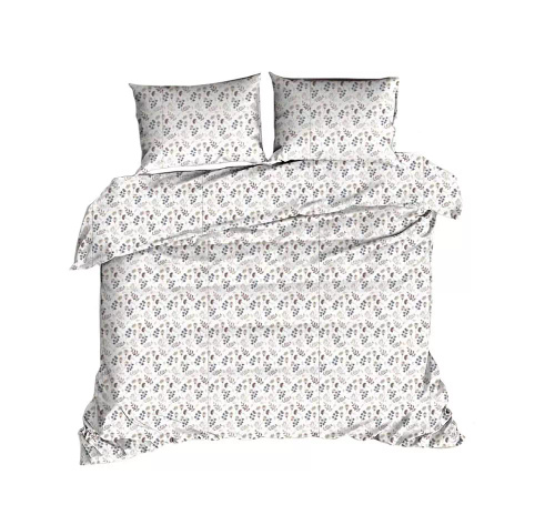 Komplet pościeli bawełnianej Classic E24 Karo 614N biała brązowa listki gałązki – 100% bawełna, mocny splot, 2 elementy