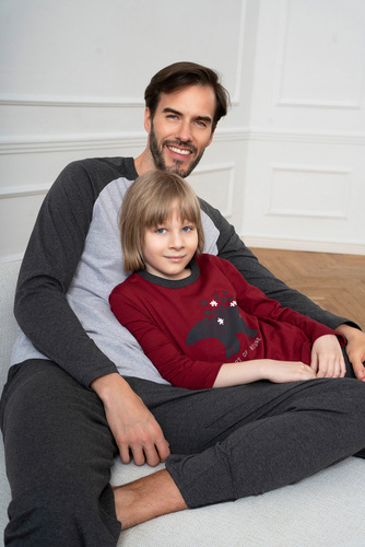 Piżama dla chłopca Morten Italian Fashion bordowy/c.melanż 