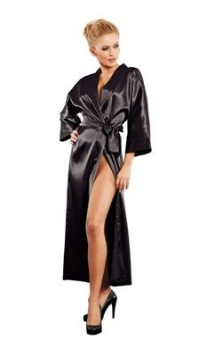 Podomka 130 Satynowy Szlafrok Damski DKaren - czarny