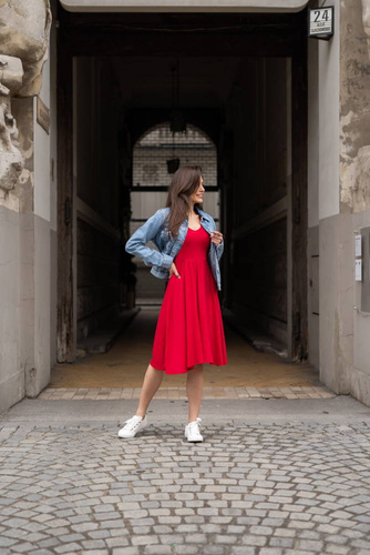 Sukienka ciążowa i do karmienia Mommy Chic Milk&Love karminowy