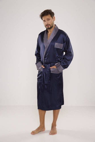 940 Satyna szlafrok męski Forex - granat