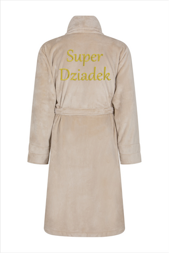 Szlafrok męski Super Dziadek ByShelly - beżowy/złoty