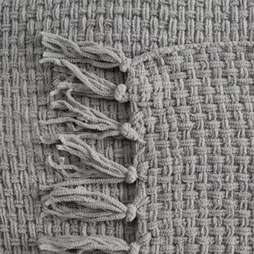 Koc tkany narzuta z frędzlami Suzi Eurofirany popielaty