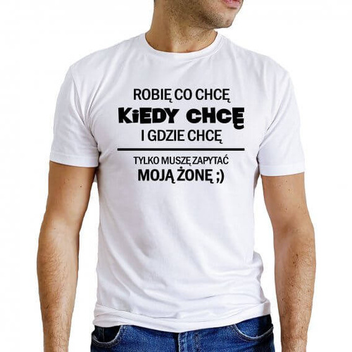 Koszulka męska "Muszę zapytać żonę" Moocha czarny