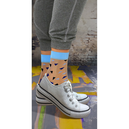 Skarpetki damskie nylonowe Sesto Senso trójkąty niebieski 