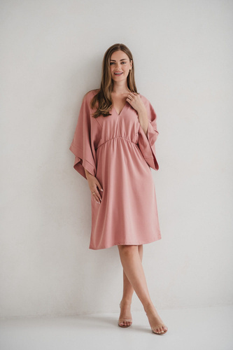 Elegancka sukienka Mama Zen do karmienia i na ciążę – Tencel Herbal Rose