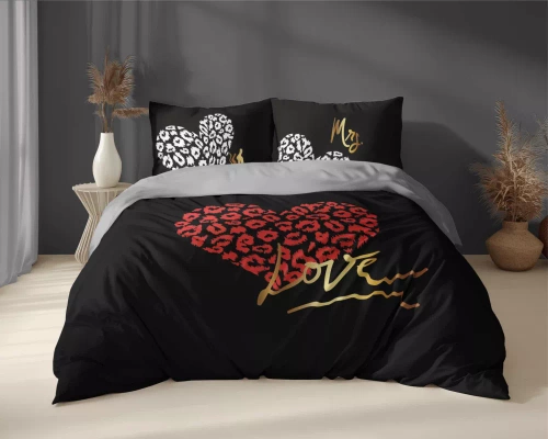 Pościel bawełniana On i Ona Miłość Love 5291 A Holland Detexpol czarny