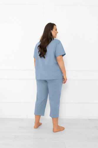Piżama damska Ksara – naturalna bawełna krótki rękaw, 3/4 spodnie Italian Fashion - stalowy
