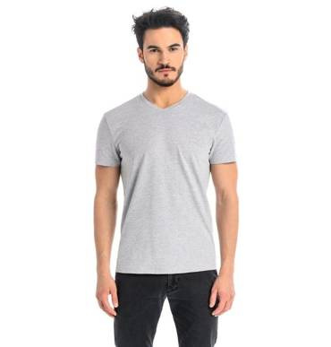 T-Shirt Męski Bawełniany Dany V- szary