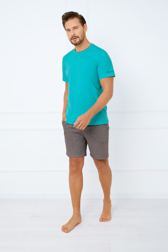 Piżama Męska krótki rękaw, spodenki Krystian Italian Fashion - turkusowy