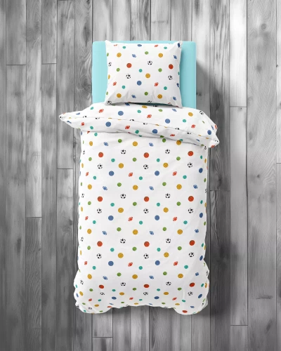Pościel dziecięca bawełniana 5442 A Sportowy Sen Detexpol biały 