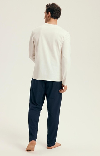 Henderson Loji Core 43475 white – piżama męska z długimi spodniami i nadrukiem