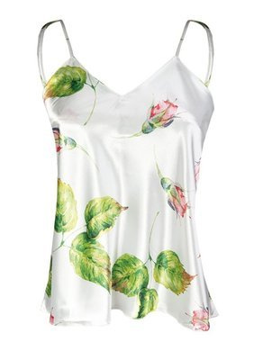 Top damski, wąskie ramiączko Flowers DK-TK DKaren - biały 007