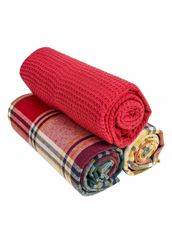 Komplet ściereczek kuchennych Moraj MRK1500-021 – bawełna, 3 sztuki w koszyczku