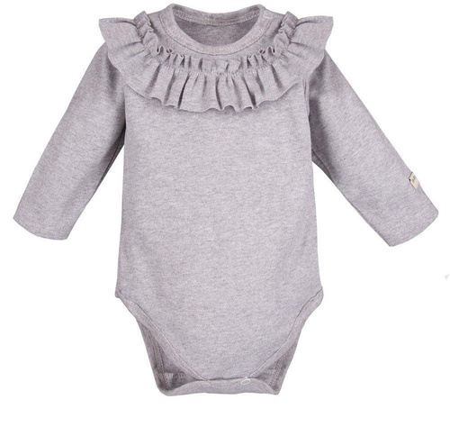 Body z długim rękawem, falbana "Simply Comfy" Ewa Klucze-szary melanż