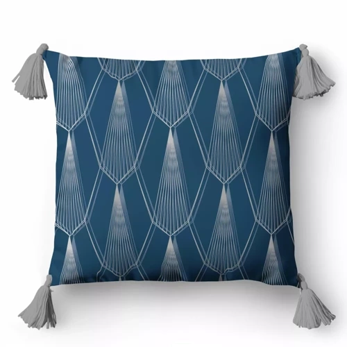 Poszewka dekoracyjna ornamenty 5399 B Panama 58 Detexpol niebieski