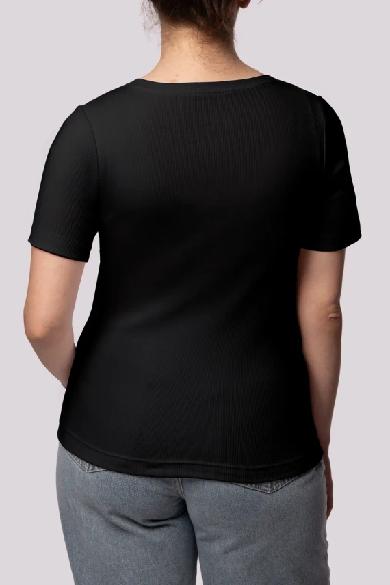 Koszulka damska w prążek Ribbed Mona czarny