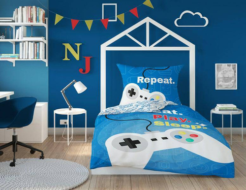 Pościel bawełniana Holland Collection Gamer pad 3623 A  Detexpol niebieski
