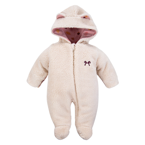 Ecru kombinezon baranek Eevi Fluffy Tails – z kapturem i zamkiem