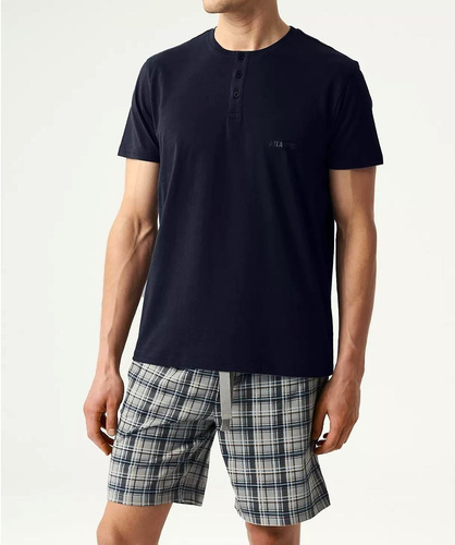 Piżama męska krótki rękaw  NMP-380  Atlantic-granatowy szary