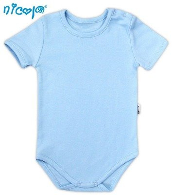 009 11 Body niemowlęce z krótkim rękawem "Basic" Nicol - niebieski
