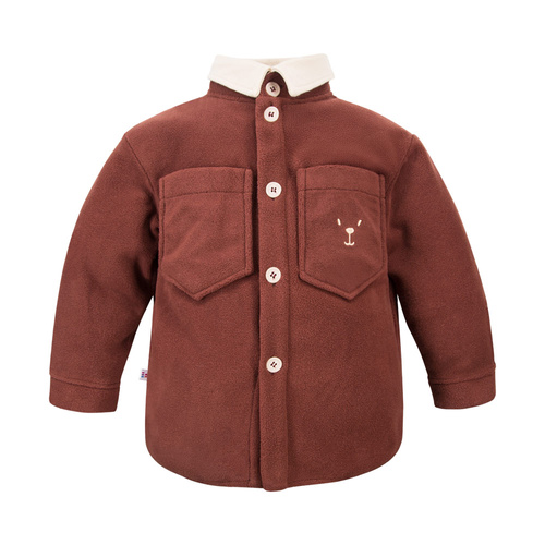 Eevi Beary Cool – dziecięca kurtka polarowa czekoladowa, z haftem