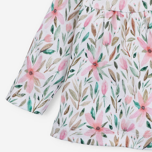Kaftanik niemowlęcy z bawełny organicznej Pink Flowers Nini 