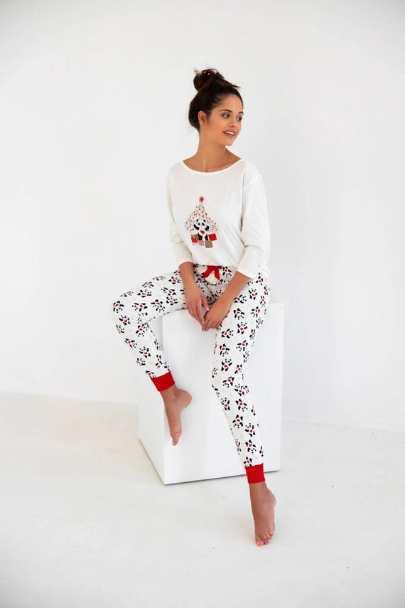 Piżama damska Panda 3/4 Sensis ecru