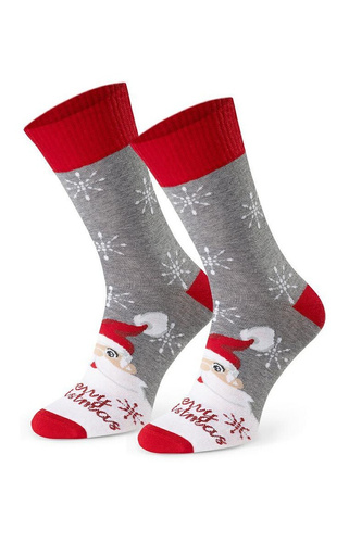 Steven Art.136 melanż szary 162 – męskie skarpety świąteczne, kolorowe wzory, bawełniane