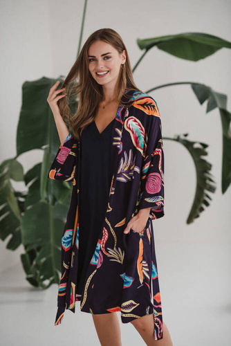Szlafrok bambusowy Tropical Milk&Love navy 
