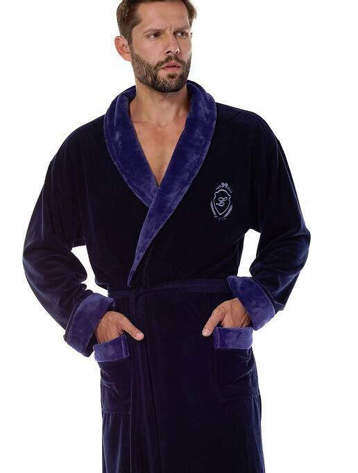 Szlafrok Męski 2458 Diego L&L- granatowy