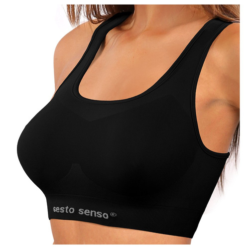 Biustonosz sportowy top CL14 Sesto Senzo czarny
