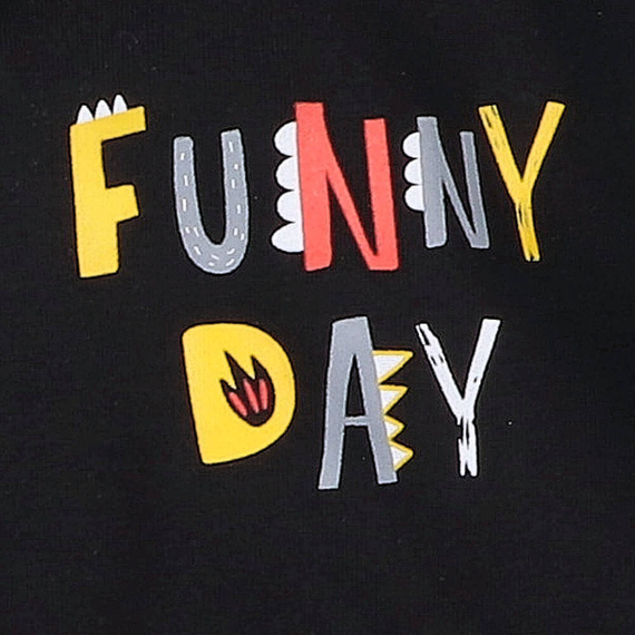 Bluza dresowa z kapturem z bawełny organicznej Alfabet Nini czarny