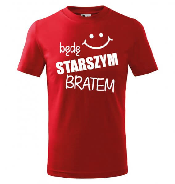 Koszulka dziecięca "Będę STARSZYM bratem v2"  Moocha czerwony 