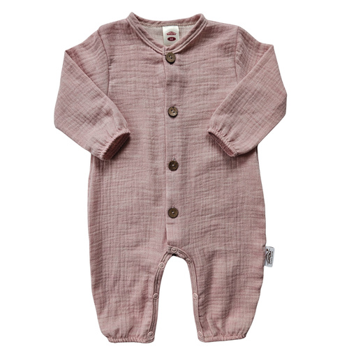 Pajac muślinowy Just Muslin Makoma rose– naturalny komfort, 5 kolorów