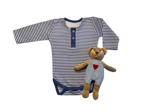 Mamatti BP13655 body polo chłopięce w paski z długim rękawem – stylowe i komfortowe