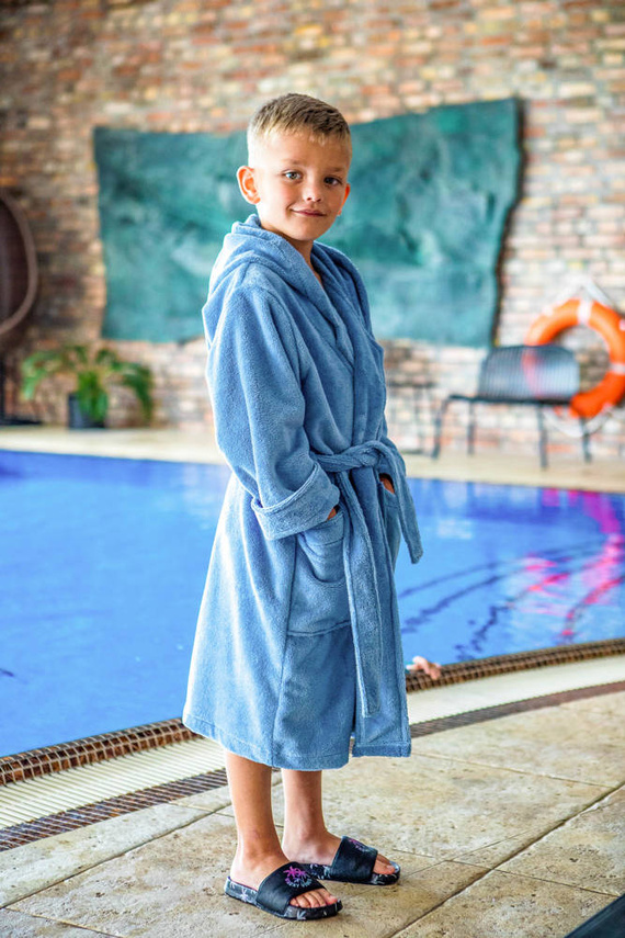 Szlafrok dziecięcy bambusowy Bamboo ByShelly - błękitny