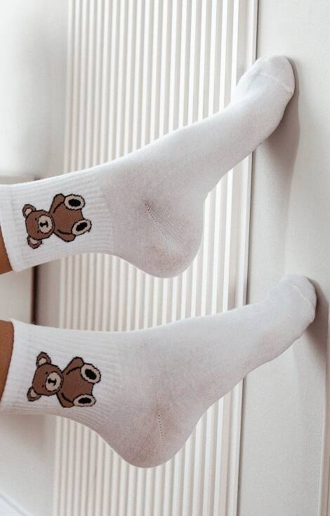 0200-008 Miś Skarpety damskie Milena - biały