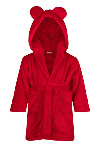 Szlafrok dziecięcy z uszami Teddy ByShelly - czerwony